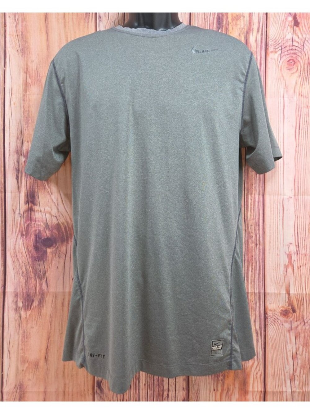 Nike Pro CombatMens Gray Fitted Athletic T-shirt Size Large